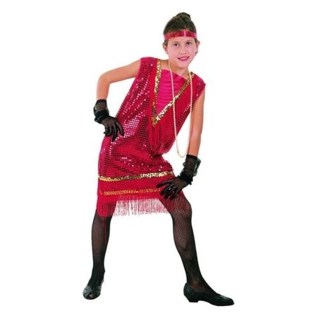 Flapper Röd Glittrig Paljettklänning barn Maskeraddräkt