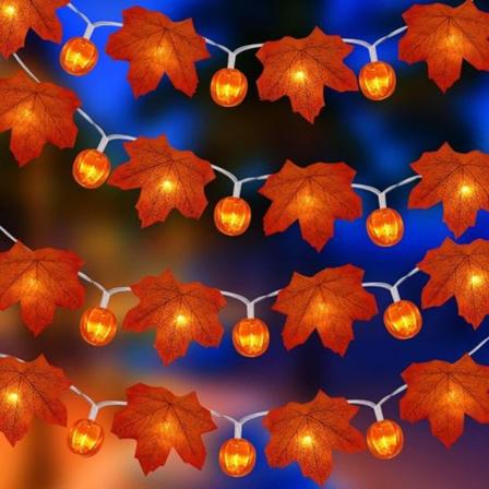 Pakke høstgirlander med lys 3m 20 LED høstdekorasjon til hjemmet