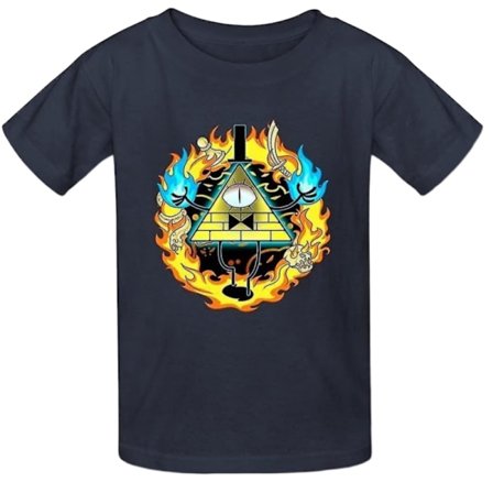 Flycro Kids Roliga Bill Cipher Gravity Falls T-skjorter Marineblå L_paris