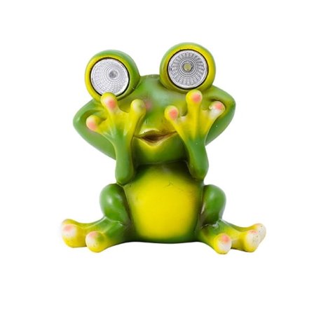 1 stk utendørs hage solskinnende froskeornament, hage