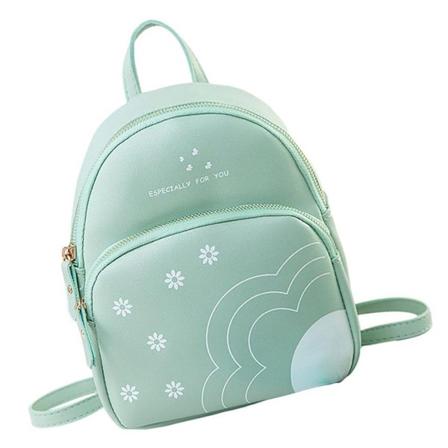 Kvinnor Mini Ryggsäck Blomma Print PU Enfärgad Telefon Organizer Light green
