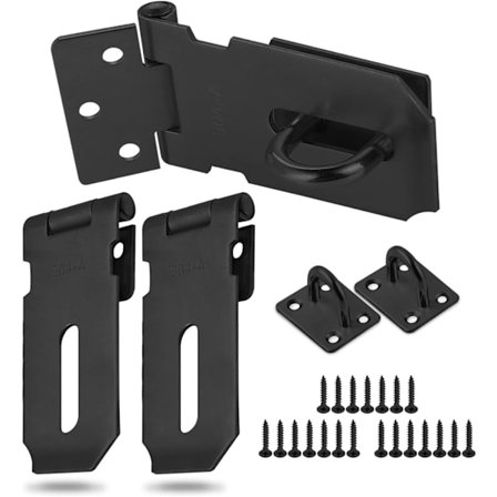 Låshasplås med skruvar, rostfritt ståldörrlås, hasplås för skåp låda garageport (medium storlek)