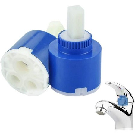 Mordely 2 Pieces Ceramic Mixer Tap Cartridge Mixer Tap Cartridge 40mm Ceramic Cartridge For Bathroom Or Kitchen Mixer (blue)