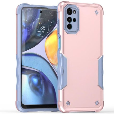 SKALO Motorola Moto G22 Shockproof Armor Suojakuori - Ruusukulta