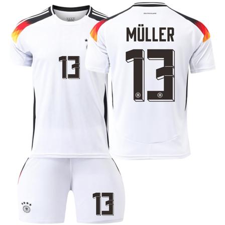 Tyskland Hjem Euro 2024 Drakt Fotballdrakt Barn Menn Kit Nr.13 Müller sockless 28