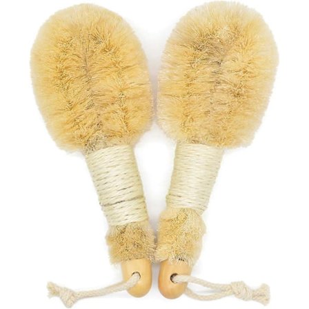 2 st Sisalborstar, Sisal Kroppsborste, Duschborste, Naturlig Kroppsborste, Badborstning med Trähandtag, Förbättra Blodcirkulationen Exfoliera Huden