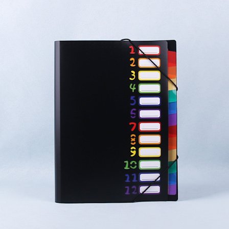 [Rainbow A4-mapp] Hållbar A4-mapp i flera lager med regnbågsfärgade flikar | Månadsindelare, färgkodat kalendersystem, märkta månader
