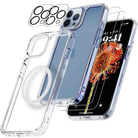[6in1] Boom Iphone 14 Pro Skal - Linsskydd - Härdat Glas - Magsa