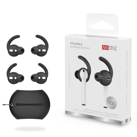 AHASTYLE AirPods 2/1 2-PACK Öronpluggar Silikon Storlek S Svart
