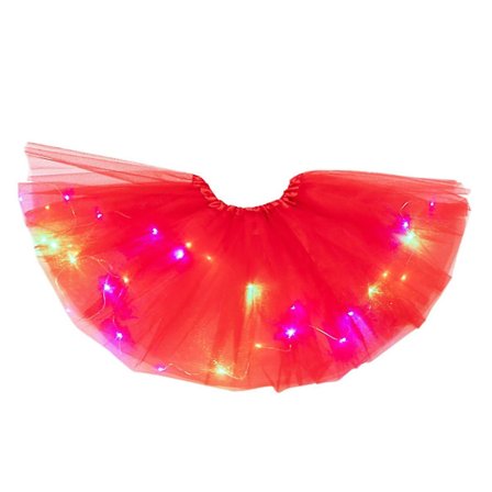 Klänning 3-lagers Mesh Tyll Princess Dress med LED-lampor Red