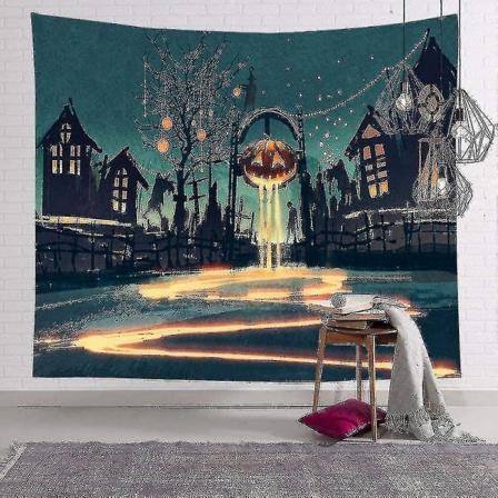 Tapet gresskar Halloween Teppe Hjem Dekor Natt Måne Hippie Tapestry Vegghengende Takdekor-13 95 * 73