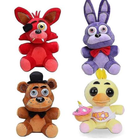 Foxy The Pirate + Nightmare Bonnie + Freddy Fazbear + Chica Set Five Nights At Freddy's Plys Sæt Fnaf Plys Fnaf Legetøj Sister Location Til Børn 