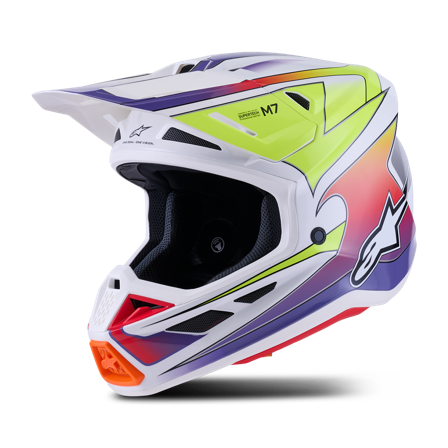 MX-kypärä Alpinestars SM7 Fuse Valkoinen/Keltainen/Violetti S