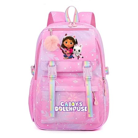 Uusi Gabby Dollhouses Tyttöjen Koulureppu Kawaii Sarjakuva painettu koululaukku Söpöt Tyttöjen Koulutarvikkeet Lasten Syntymäpäivälahjat