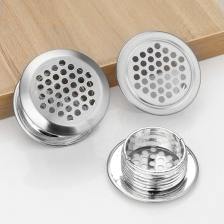 Sæt med 10 cirkulære ventilationsriste til sofaer, 42 mm, i rustfrit stål, honeycomb-mønster, mesh-hul, øje til garderobe, køkken, badeværelse