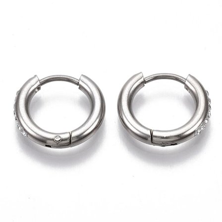 1 Par 10 mm. Creoler i IP Rodiumpläterad 316L stål med CZ