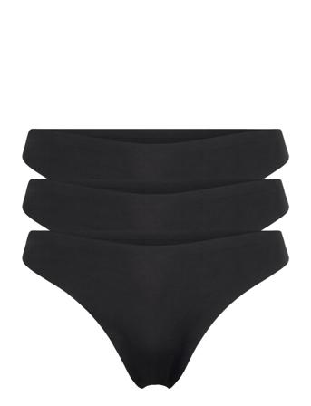 Pcsemilla Thong 3-Pack Stringit Alusvaatteet Musta Pieces