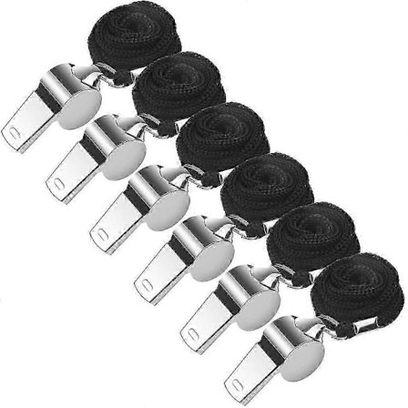 6 stk. rustfri stål fløjte, metal sportsfløjte trænerfløjte dommerfløjter signalfløjte [DB]