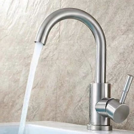 Badeværelsesarmatur, 360° drejelig vaskarmatur, høj tud vaskhane, armatur til badeværelse eller lille køkken, rustfrit stål