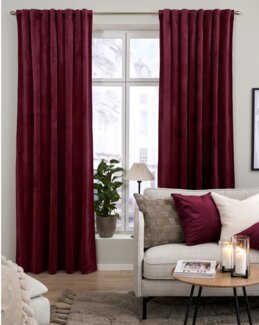 Yhdistelmänauhaverho yksivärinen sametti 2/pak Viininpunainen