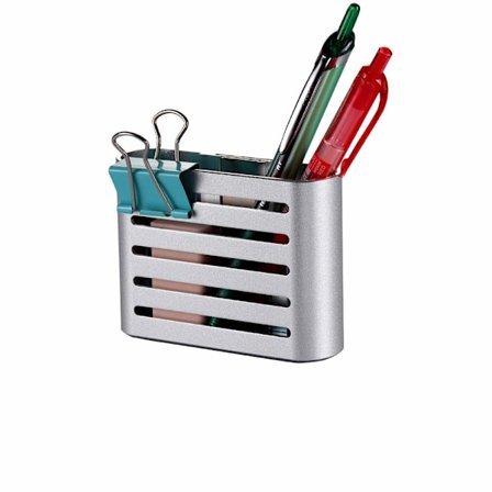 Pennhållare för kylskåp, pennhållare, pennhållare magnetisk för kylskåp, skrivbords pennhållare dekoration (S) (Silver)