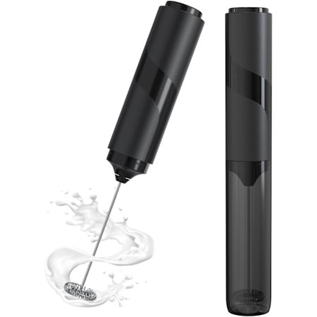 Elektrisk mælkeskummer Mini rustfri stålpiskeris med låg Ekstra stærk motor drevet til kaffe Cafe au Lait Cappuccino Varm chokolade