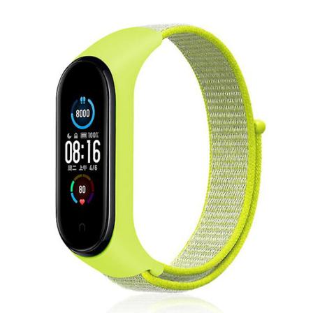 Armbandsrem Nylon Sport Loop Watch Bälte För Xiaomi 19 Ljusgul För Miband 5 6