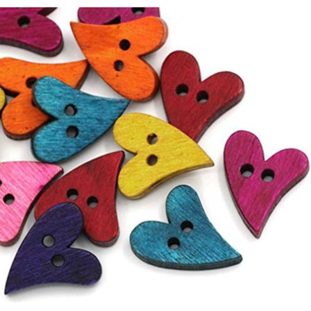 Hjerteformede flerfargede treknapper Knapper Dekorativ sying