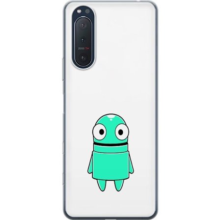 Yhteensopiva Puhelinkuori Sony Sony Xperia 5 II Turkoosi piirroshahmo isoilla silmillä ja iloisella persoonallisuudella yksinkertaisessa kuvituksessa