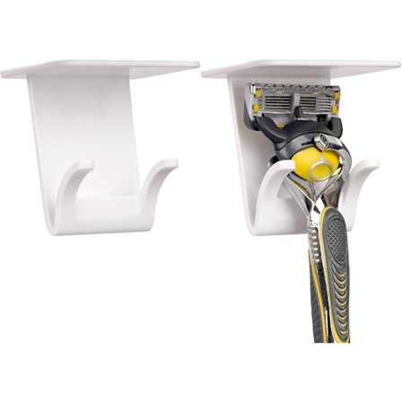 2-pak Universal Barbermaskineholder Stand Kompatibel med Gillette Harry's Dorco & Mere, Skridsikker Brusebad Badeværelsesorganisator, Pladsbesparende 