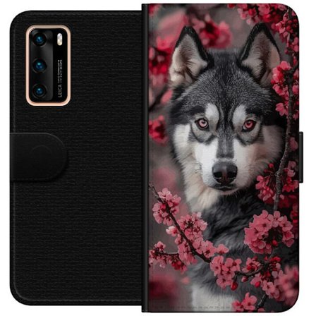 Kompatibelt Lommeboketui til Huawei P40 Ulve Røde Øyne Dyr Ulv Mystisk