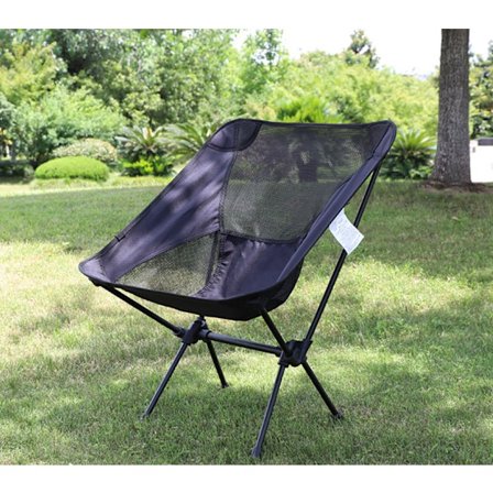 Fällbar Bärbar Stol för Utomhusresor Fritid Ryggstöd Ultralätt Pall Aluminiumlegering Fiske Stol Strandstol Rymdstol (Svart)
