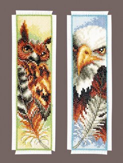 Stickpackung Lesezeichen Eule und Adler 2-er Pack