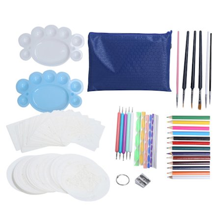 Malerisæt DIY Hul Maling Skabelon Mandala Dotting Værktøjer med Blå Opbevaringspose til Håndværk Gave