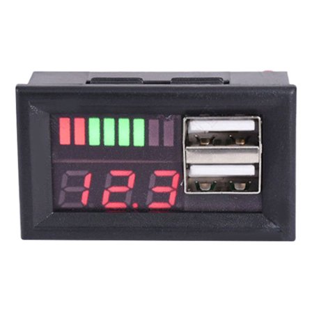 Batterimonitor DC12V Dual USB Digital Voltmeter Panel Volt Måler til bil lastbil