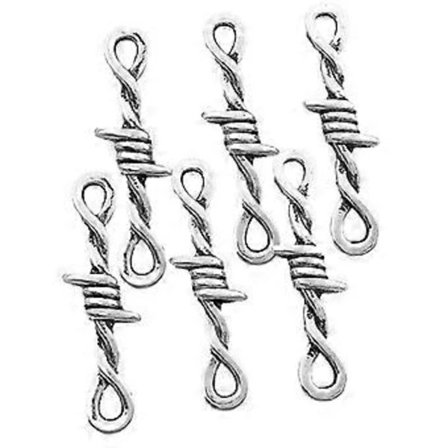 NA/100 st gotiska taggtrådstaggar, silverfärgade metalltaggar hänge tillbehör, vintage metallkontakt berlocker, A