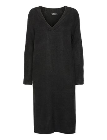 Onlmacadamia L/S V-Neck Dress Bf Knt Black ONLY