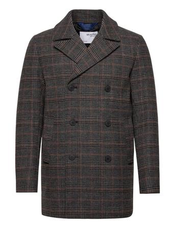 Slhwales Wool Peacoat Jkt B Villakangastakki Ruskea Selected Homme