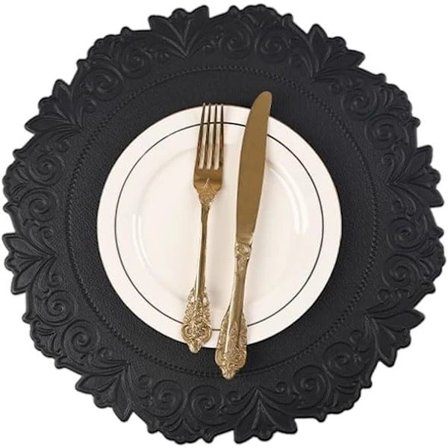 Runde bordskånere i kunstlæder 15 tommer sæt med 6 vandtætte aftørrelige varmebestandige bordmåtter til spisebord køkken skridsikre vaskbare olietætte