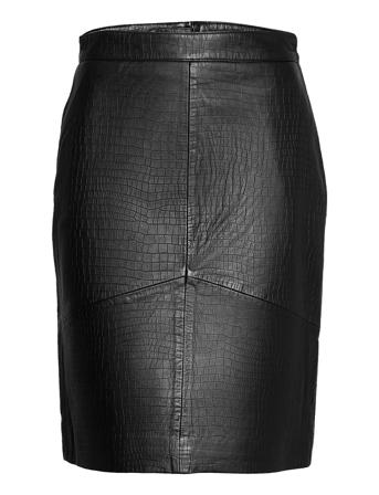 Slftinke Croco Leather Skirt W Black Selected Femme