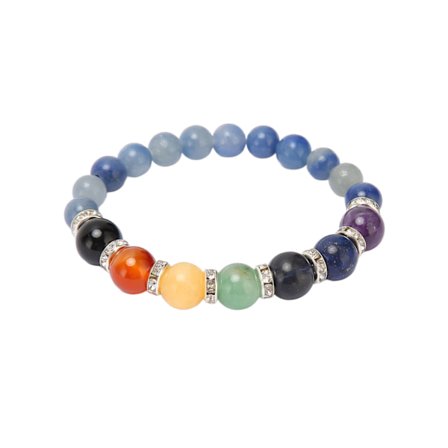 7 Chakra -kristallirannekoru emotionaaliseen tasapainoon, ahdistuksen lievitykseen, kevyt dumortieriitti kvartsiitti meditaatiojoogaan