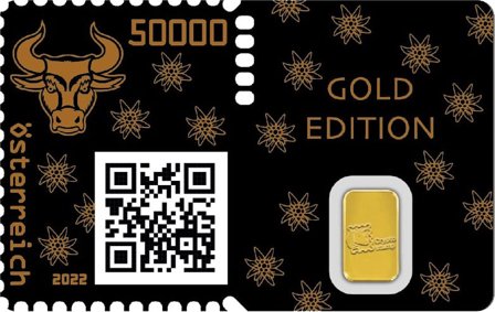 Østrig - Guld kryptofrimærke med 1 gram 24 karat ægte guld - Oplag 499 stk.