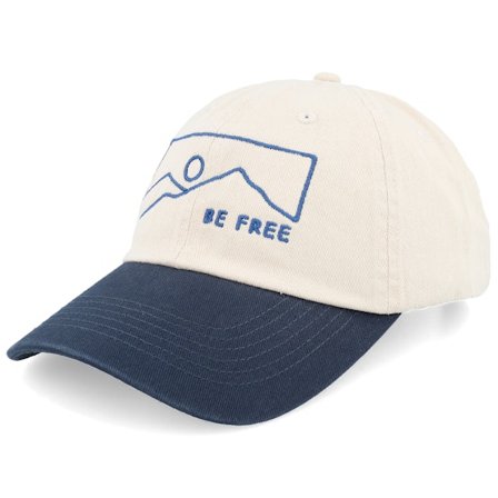 Wild Spirit - Beige Unconstructed Cap - Mountains Be Free Washed Stone/Navy Dad Cap @ Hatstore