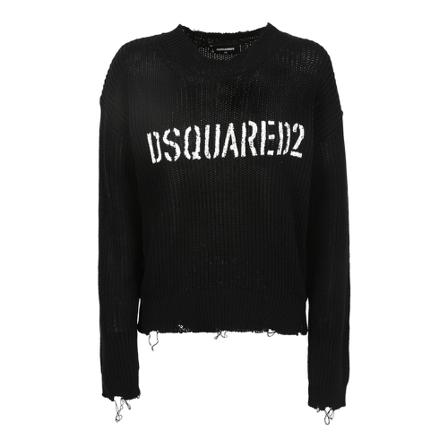 Dsquared2 Round-neck Strik Sort, Dame Striktrøjer