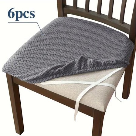 6-delt 210T Jacquard Setetrekk, Elastisk Passform, Maskinvaskbar (Mørk Grå)