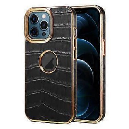 Denior Krokodil-Texturerat PU-fodral för iPhone 12 Pro Max (Svart)