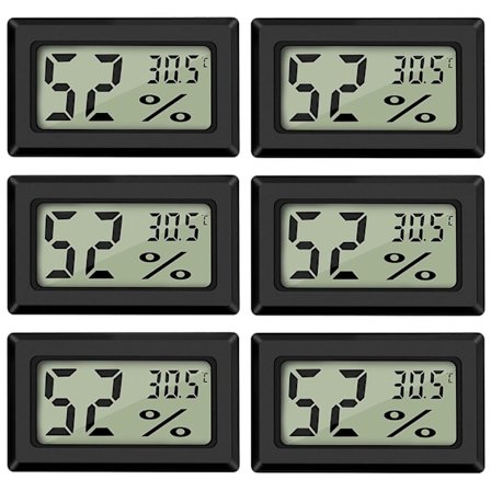 Digital termometer hygrometer mini digital termometer hygrometer och fuktmätare svart (6-pack - fyrkantig) - perfekt