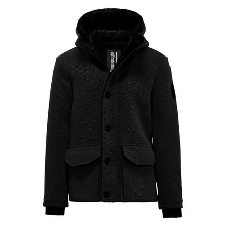 BomBoogie, Short Parka in Boiled Wool with Hood Zwart, Heren, Maat:M,wol