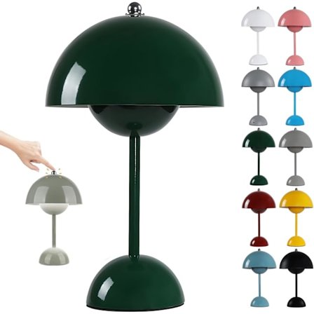 Svampformet LED Bordlampe USB Genopladelig Touch Kontrol Skrivebordslampe Med Blomsterpotte Natlampe 3 Lysstyrkeindstillinger Stemningsbelysning 