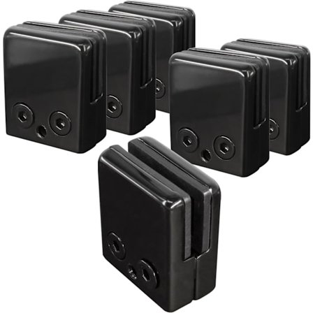 6 stk. sorte glasklemmer 8-10 mm, 304 justerbare glasklips i rustfrit stål, flad bagside, glasholder kompatibel med balustrade trappe gelænder, 